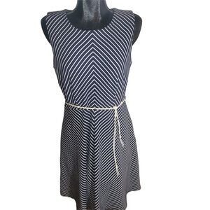 Tommy Hilfiger Navy and White Striped Sleeveless Dress 12